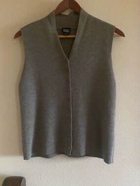Eileen Fisher Merino Wool Olive Green Button Vest